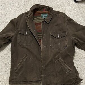 Woolrich Men’s Canvas Work Jacket – Fleece Lined, Brown “Saddle” (Size 2XL)